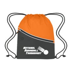 Two-Tone Polyester Zippered Drawstring Tote - 14" x 18"