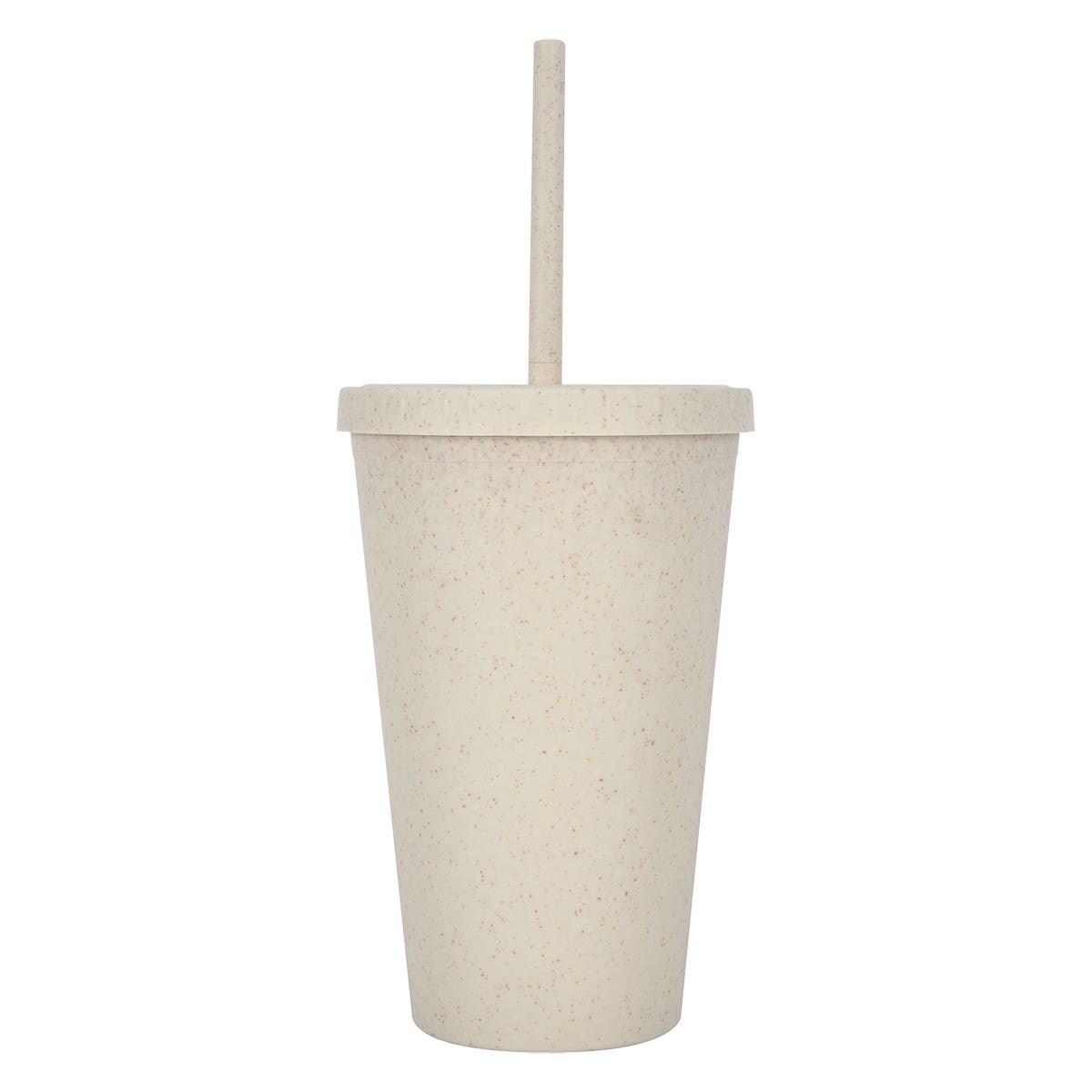 16 oz. Wheat Plastic Tumbler with Straw