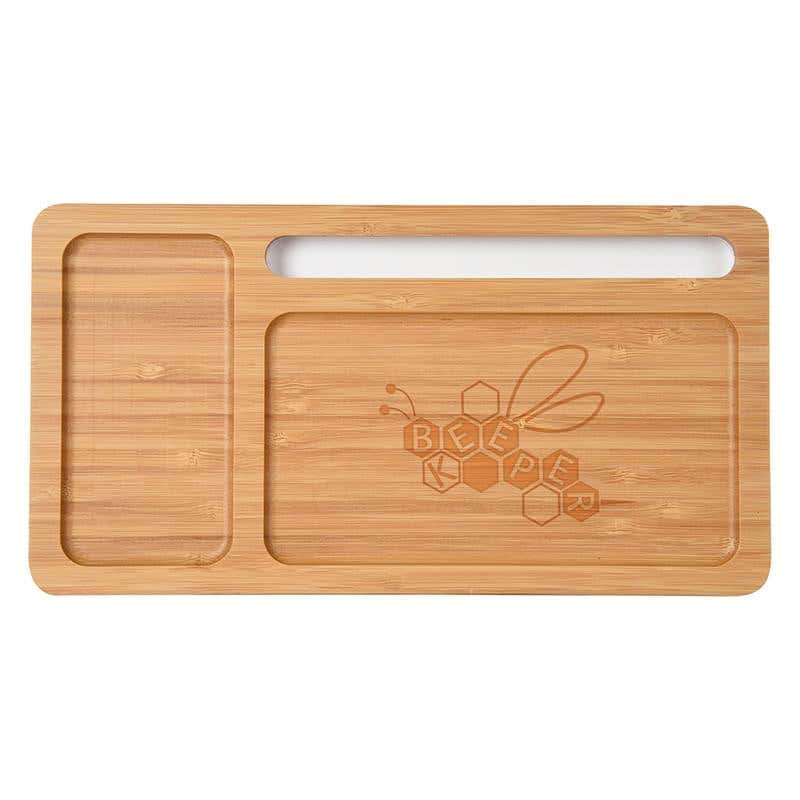 Bamboo Wireless Charging Pad Desktop Organizer